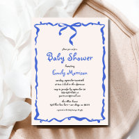 Whimsical Quirky Blue Bow Boy Baby shower