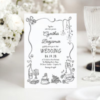 Whimsical Quirky dessiné à la main Mariage Doodles