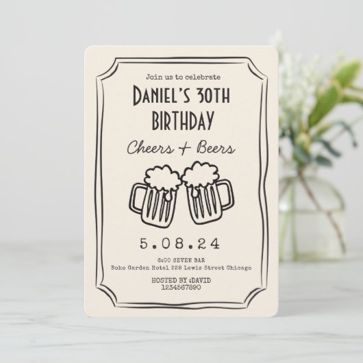 Invitation Whimsical Quirky Funky Cheers 30 e anniversaire (Debout devant)