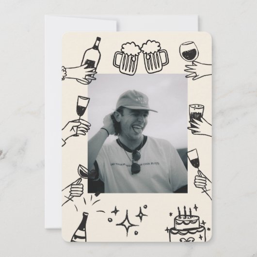 Invitation Whimsical Quirky Funky Cheers 30 e anniversaire (Dos)