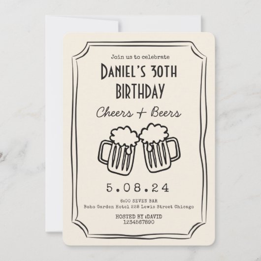 Invitation Whimsical Quirky Funky Cheers 30 e anniversaire (Devant)