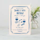 Invitation Whimsical Quirky Funky Handwriting 50e Anniversair (Debout devant)