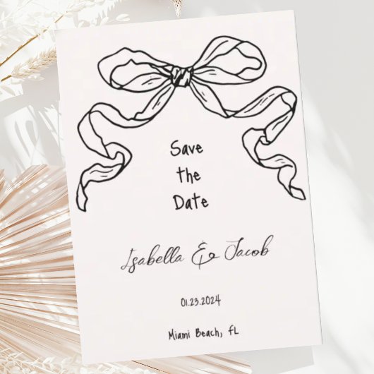 Invitation Whimsical Quirky Hand Drawn Bow Enregistrer la dat