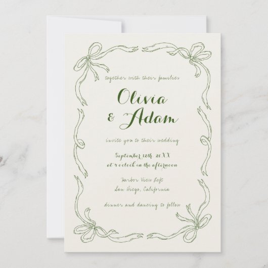 Invitation Whimsical Quirky Main tiré Mariage de mâchoire ver (Devant)