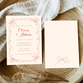 Invitation Whimsical Quirky Main tiré Orange Bow Mariage