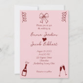Invitation Whimsical Quirky Squiggles Mariage rose (Devant)