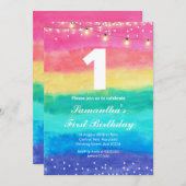 Invitation Whimsical Rainbow Birthday (Devant / Derrière)