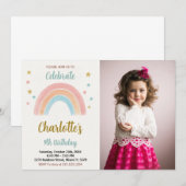 Invitation Whimsical Rainbow Birthday (Devant / Derrière)