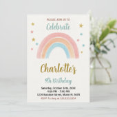 Invitation Whimsical Rainbow Birthday (Debout devant)