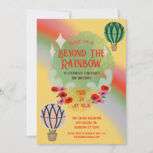 Invitation Whimsical Rainbow Hot Air Balloon Anniversaire de 