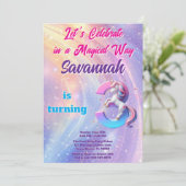 Invitation Whimsical Rainbow Unicorn 3ème anniversaire Invita (Debout devant)