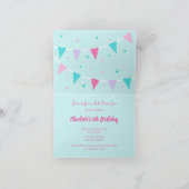 Invitation Whimsical Rainbow Unicorn Aqua 5e anniversaire (Intérieur)