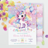 Whimsical Rainbow Unicorn Jour magique Anniversair