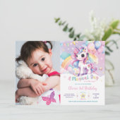 Invitation Whimsical Rainbow Unicorn Magique Anniversaire Pho (Debout devant)