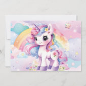 Invitation Whimsical Rainbow Unicorn Magique Anniversaire Pho (Dos)