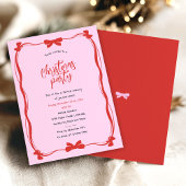 Invitation Whimsical Red and Pink Bow Christmas Party