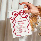 Invitation Whimsical Red Bow Friendsmas Christmas Party