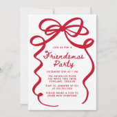 Invitation Whimsical Red Bow Friendsmas Christmas Party (Devant)