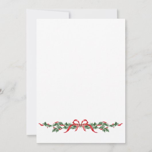Invitation Whimsical Red Bow Printable Christmas Menu Card (Dos)