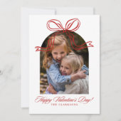 Invitation Whimsical Red Bow Valentine’s Day Photo Card (Devant)