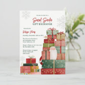 Invitation Whimsical Red Green Secret Santa Christmas Party (Debout devant)