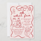 Invitation Whimsical Red Oh What Fun Christmas Party (Devant)