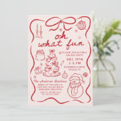 Invitation Whimsical Red Oh What Fun Christmas Party (Debout devant)