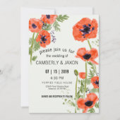 Invitation Whimsical Red Orange Poppies Mariage d'aquarelle (Devant)