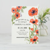 Invitation Whimsical Red Orange Poppies Mariage d'aquarelle (Debout devant)