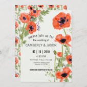 Invitation Whimsical Red Orange Poppies Mariage d'aquarelle (Devant / Derrière)