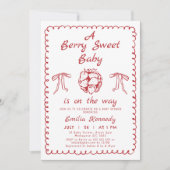 Invitation Whimsical Red Strawberry Berry Baby shower doux (Devant)