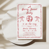 Invitation Whimsical Red Strawberry Berry Baby shower doux
