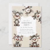 Invitation Whimsical Reindeer Christmas Party (Devant)