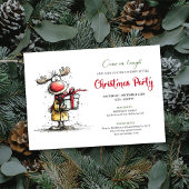 Invitation Whimsical Reindeer Digital Christmas Party Card