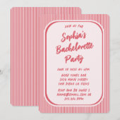 Invitation Whimsical Retro Bachelorette Party Vintage Red (Devant / Derrière)