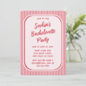 Invitation Whimsical Retro Bachelorette Party Vintage Red (Debout devant)