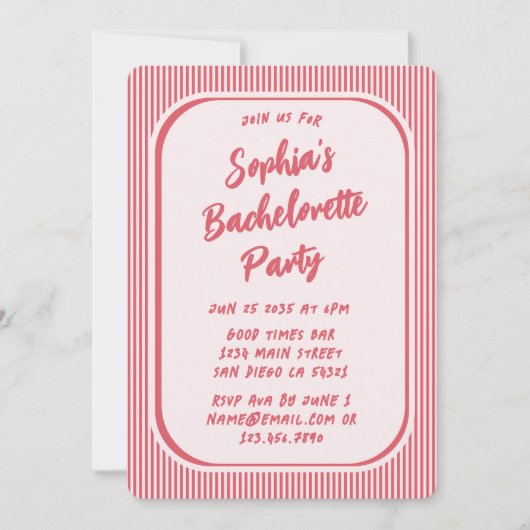 Invitation Whimsical Retro Bachelorette Party Vintage Red (Devant)