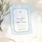 Invitation Whimsical Retro Blue Stripes Wedding
