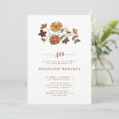 Invitation Whimsical Retro Boho Floral 40e anniversaire (Debout devant)