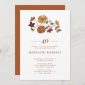 Invitation Whimsical Retro Boho Floral 40e anniversaire (Devant / Derrière)