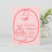 Invitation Whimsical Retro Border 30e fête d'anniversaire (Debout devant)