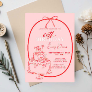 Invitation Whimsical Retro Border 60e fête d'anniversaire