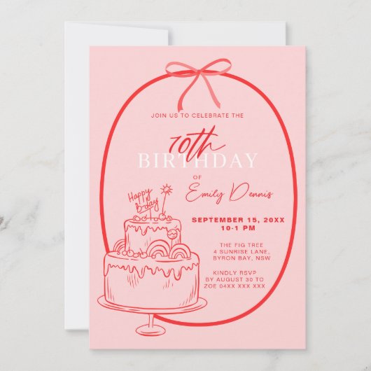 Invitation Whimsical Retro Border 70e fête d'anniversaire (Devant)