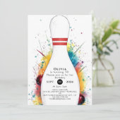 Invitation Whimsical Retro Bowling Anniversaire (Debout devant)