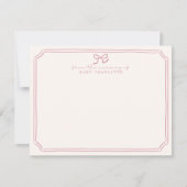 Invitation Whimsical retro Pink Bow Nursery Note Card (Devant)