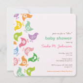 Invitation Whimsical Retro Rainbow Chicks Baby shower mignon (Devant)