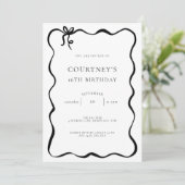 Invitation Whimsical Ribbon Bow 16th Birthday Party (Debout devant)