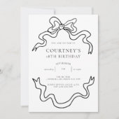 Invitation Whimsical Ribbon Bow 18e fête d'anniversaire (Devant)