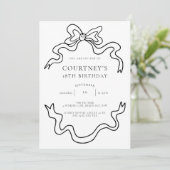 Invitation Whimsical Ribbon Bow 18e fête d'anniversaire (Debout devant)
