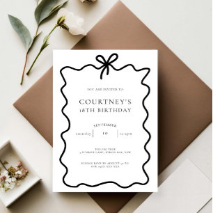 Invitation Whimsical Ribbon Bow 18e fête d'anniversaire